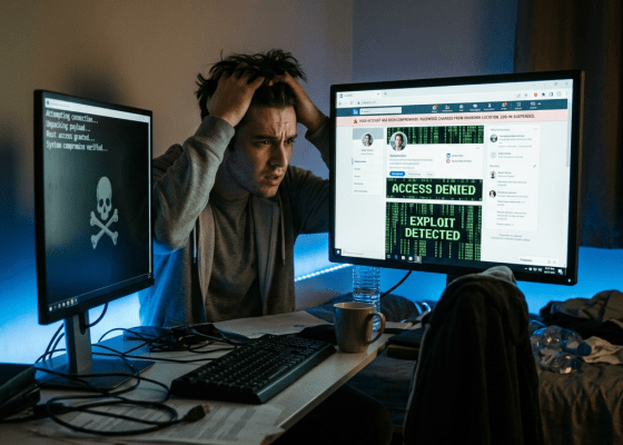 LinkedIn account hacked dark cybersecurity scene