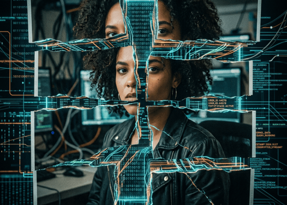 Photo split into layers with hidden data streams