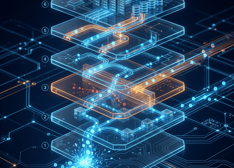 HTTP request traveling through layered infrastructure